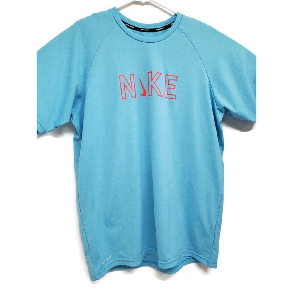 Nike Swim Dri-FIT Shirt Mens Medium Blue Heather Short Sleeve NESSB663 447